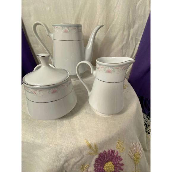 3 Piece Tea Set by Crown Ming Fine China, Tienshan Coquille pattern. Jian Shiang - Picture 12 of 14